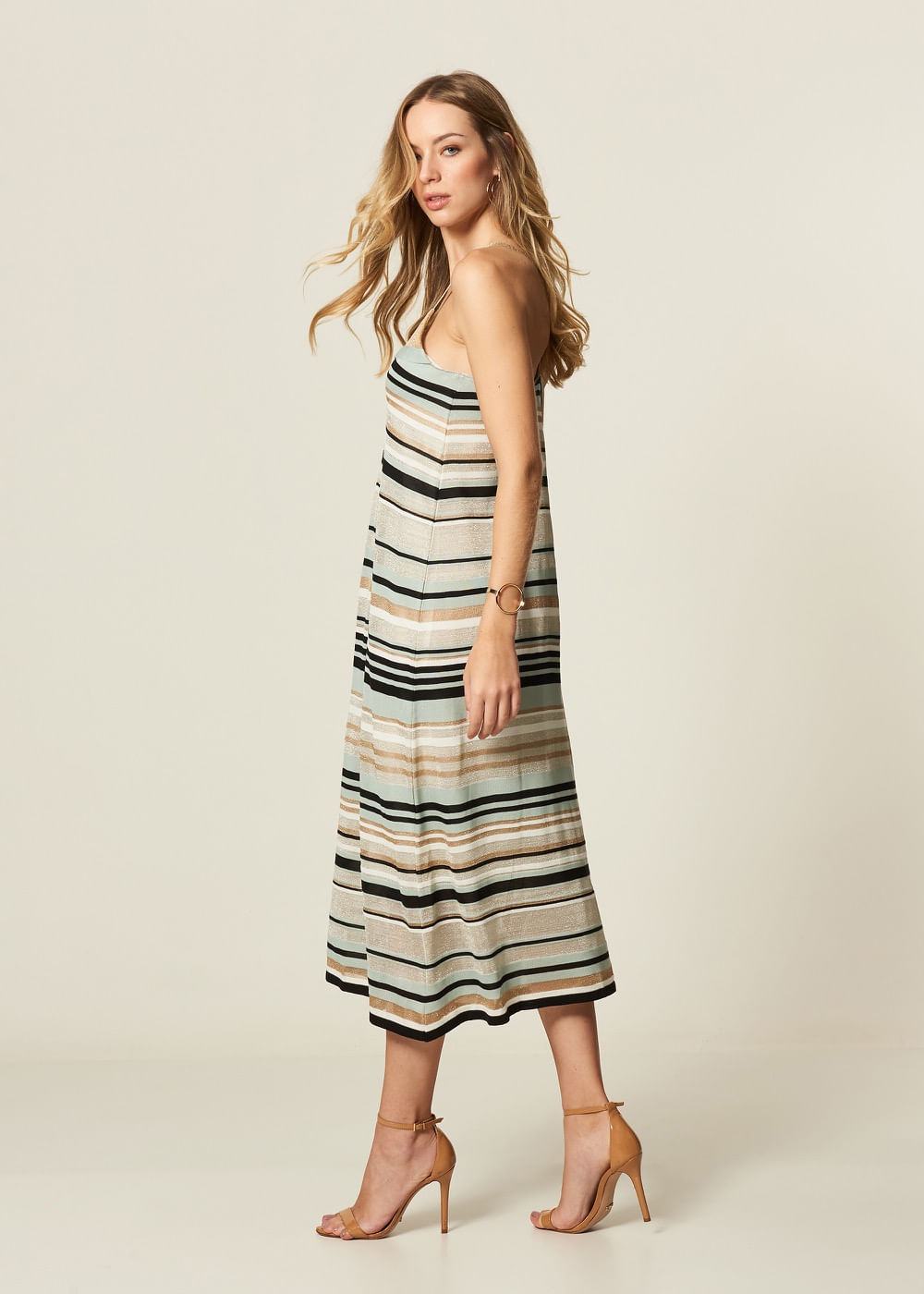 vestido midi tricot lurex