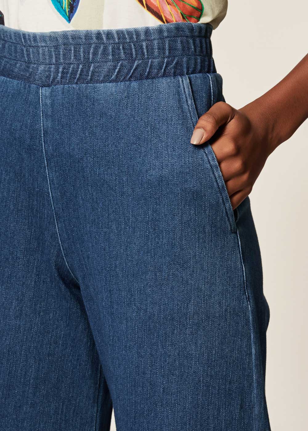 calça malha jeans