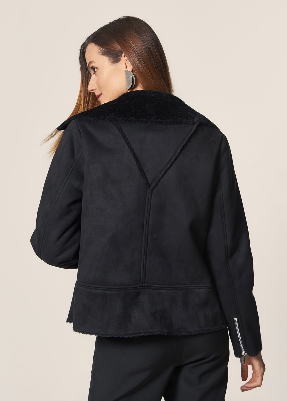 casaco suede com pelo