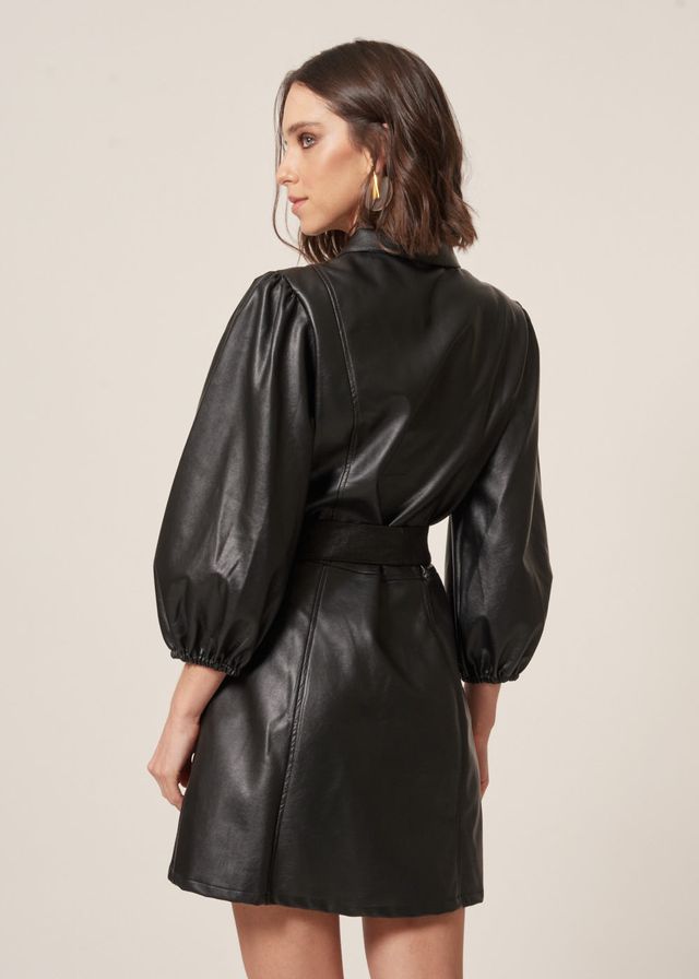 Vestido Pu Manga Bufante