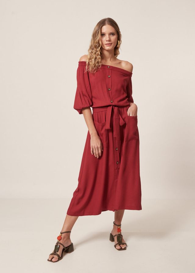 Vestido Midi Ombro A Ombro