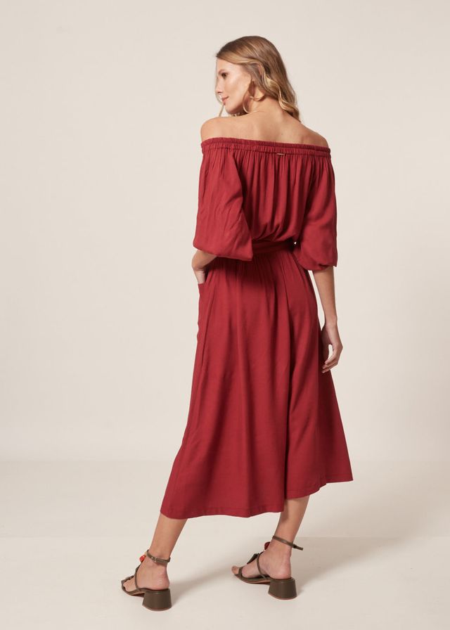 Vestido Midi Ombro A Ombro